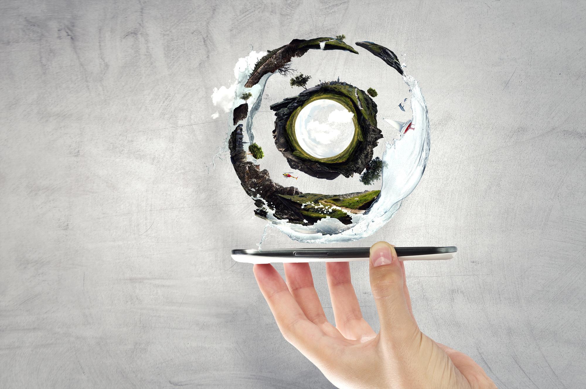 Artist assembling plated dish with tech tools